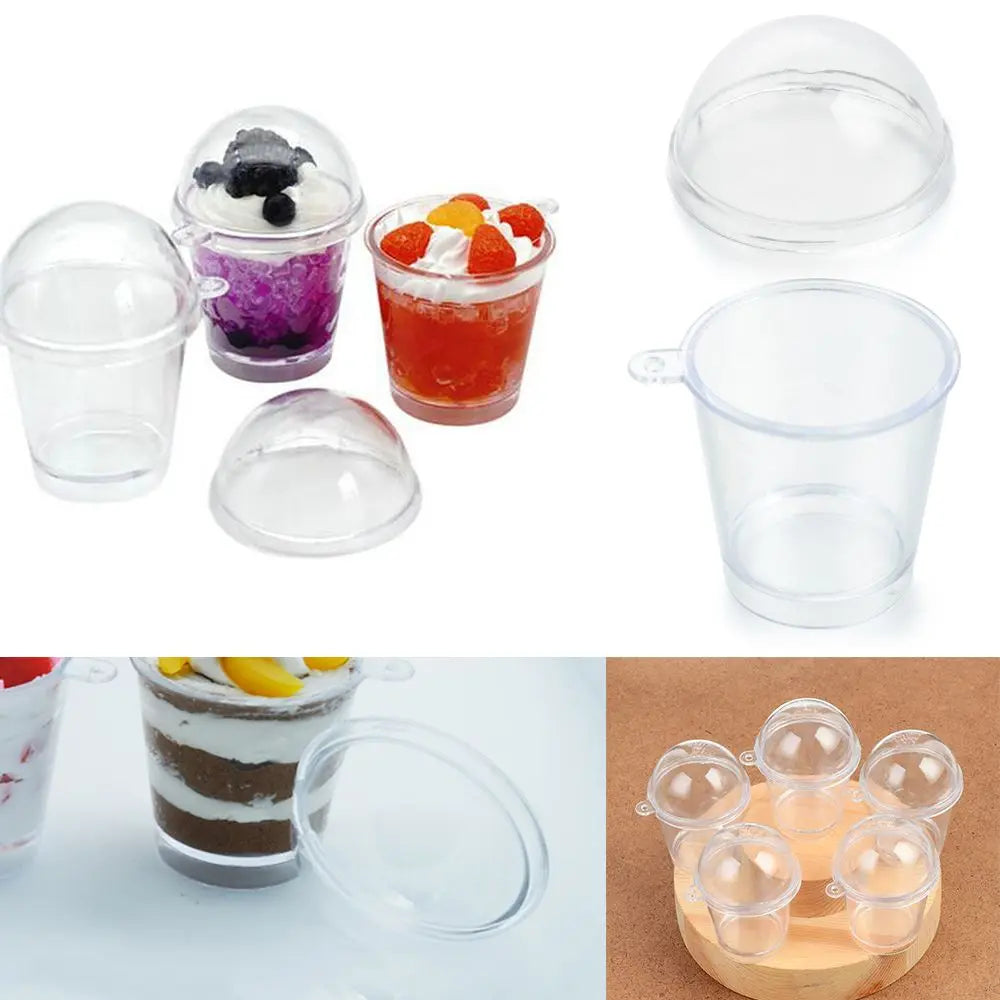 10pcs Miniature Frappuccino Cups With Cover Lid Ice Cream Cups Cake Decorating Disposable Cups