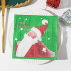 Christmas Party Napkins Disposable Dinner Serviettes Santa Claus Christmas Tree Gifts Flower Element Style Art Decoupage Napkins
