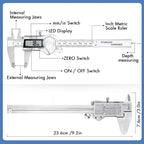 Electronic Digital Caliper, Inch and Millimeter Conversion, LCD Screen Display 0-6” Caliper Measuring Tool, Auto Power Off