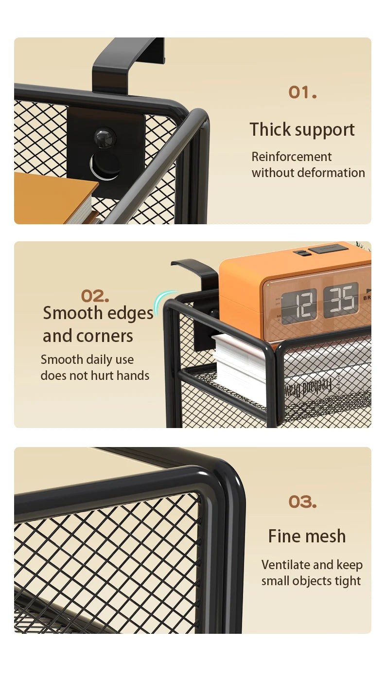 Desk File Organizer Mesh 5-Tier, Hanging Wall Mount Document Organization Stand, Desktop Vertical Mail Paper Folder Holder Rack