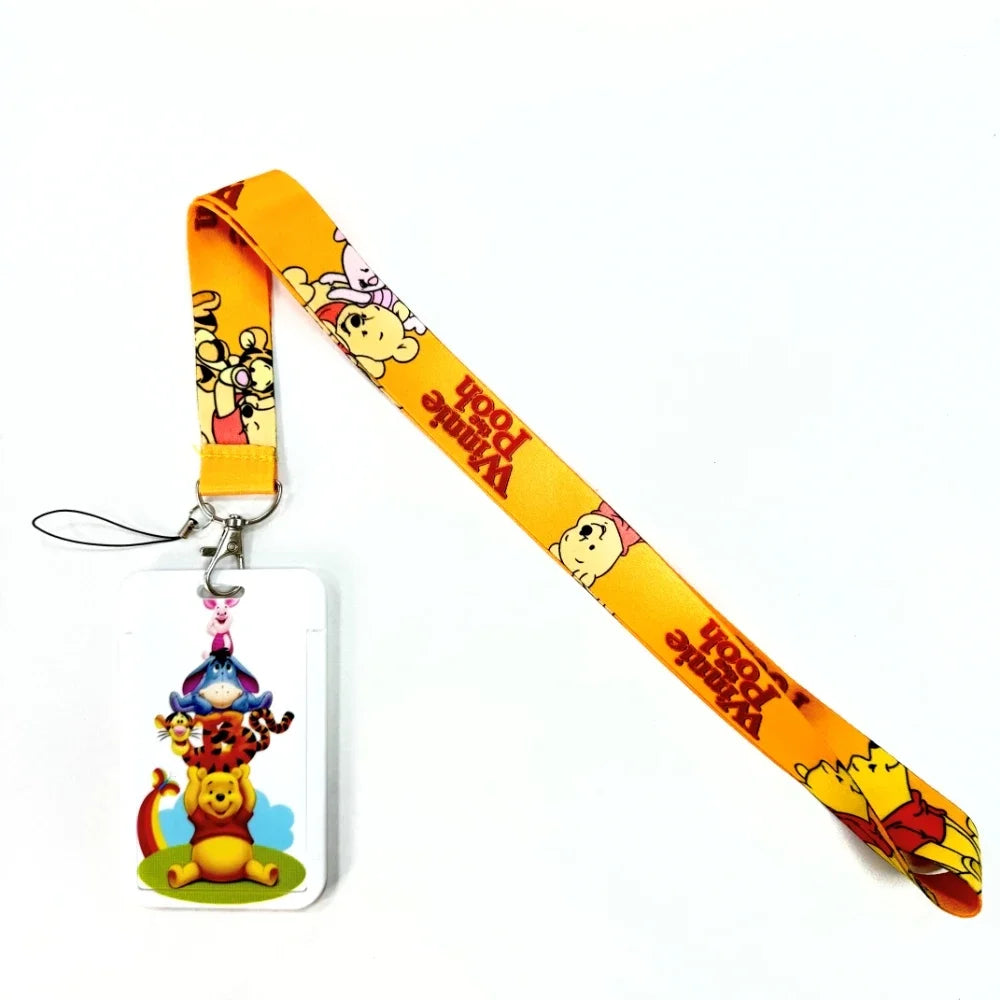 Disney's Credential Holder Mickey Mouse Lanyard Bear Phone Rope ID Card Badge Holder Princess Neck Strap Cartoon Keychain Gift