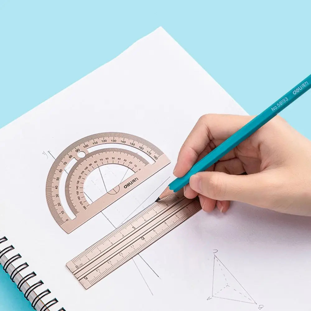 Maths Protractor Triangle Ruler Geometry Straightedge Examination Stationery School Supplies Aluminium Ruler Set Metal Rulers