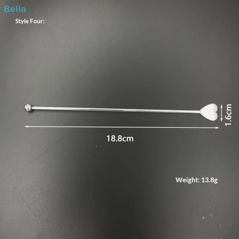 ♩Stainless Steel Stirring Stick Long Handle Bar Spoon Star Heart Shape Cocktail Stirrer For Coffee Milk Tea Home Cafe Decor 1PC