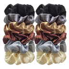 12/8pcs Premium Satin Large Intestine Hair Bands for Women Hundreds of Fabric Rubber Bands Hair Accessories