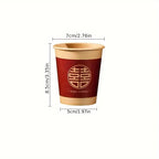 50pcs, Disposable Xi Character Cup, Bridal Party Wedding Paper Cup, Red Xi Character Paper Cup, Wedding Tea Ceremony Paper Cup