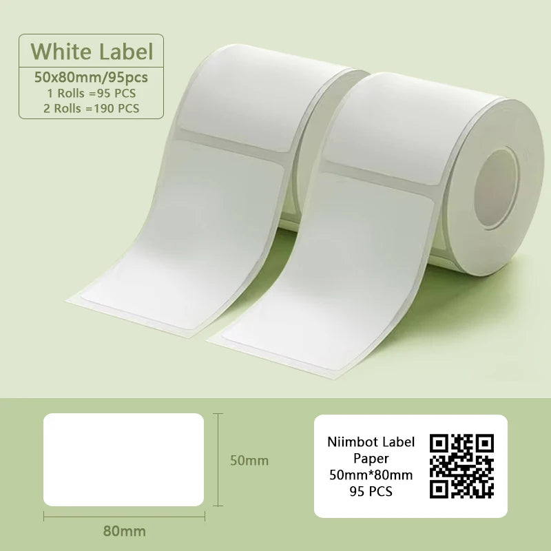 Niimbot B1 Portable Printer White Sticker 2/3/4/5Rolls Waterproof Paper Adhesive Label Printer Residential &Commercial For B21
