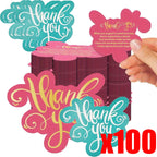 100/50Pcs Unique Thank You Cards Small Business Pink Blue Double-Sided Thank You Cards Unique Package Insert Notes for Gifts
