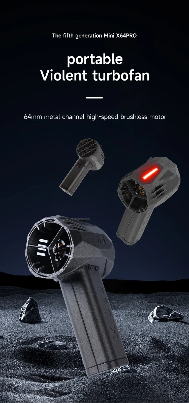 X64 Pro Car Violent Blower Powerful Electric Air Blower Brushless Motor Thrust Electric Air Duster for Car Dry 1.5kg/s 350km/h
