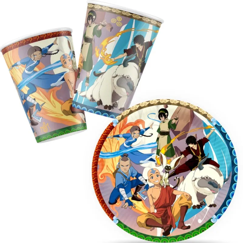 Avatar Korra Mako Cartoon Birthday Party Supplies Plate Cup Tablecloth Balloon for Girls Disposable Tableware Decor Supplies Set