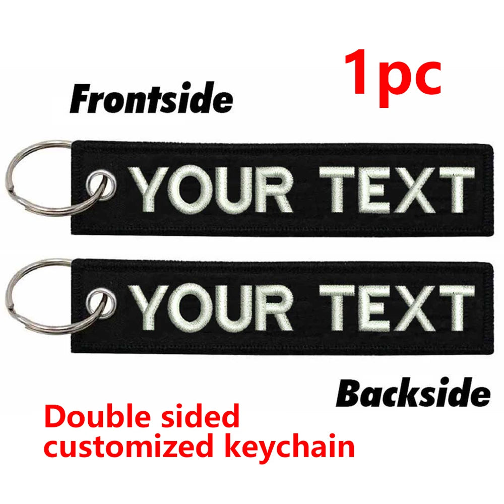 Custom Embroidered Keychain - Personalized Text Name Tag Keyring for Motorcycle, Car, Backpack, Luggage Travel Accessories