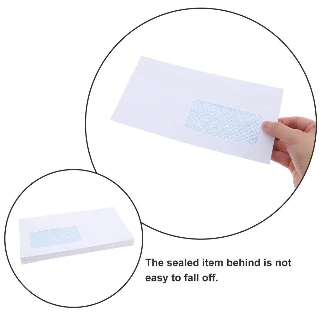 50Pcs Peel and Seal Security Envelopes with Left Window for Invoices Statements Checks Confidential Storage