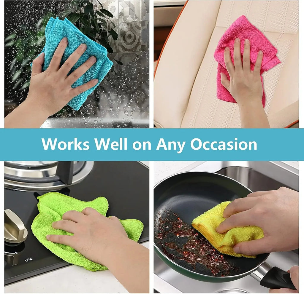 5 Packs Microfiber Cleaning Cloth, 30*30cm Mixed Color Cleaning Rags, Cleaning Towels for Car Care, House, Kitchen, Glass