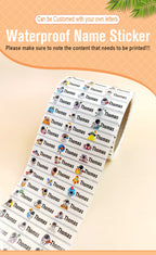 200pcs Custom Transparent Astronaut Name Sticker Waterproof Labels Hebrew Personalized First Name Tag for Children Stationery