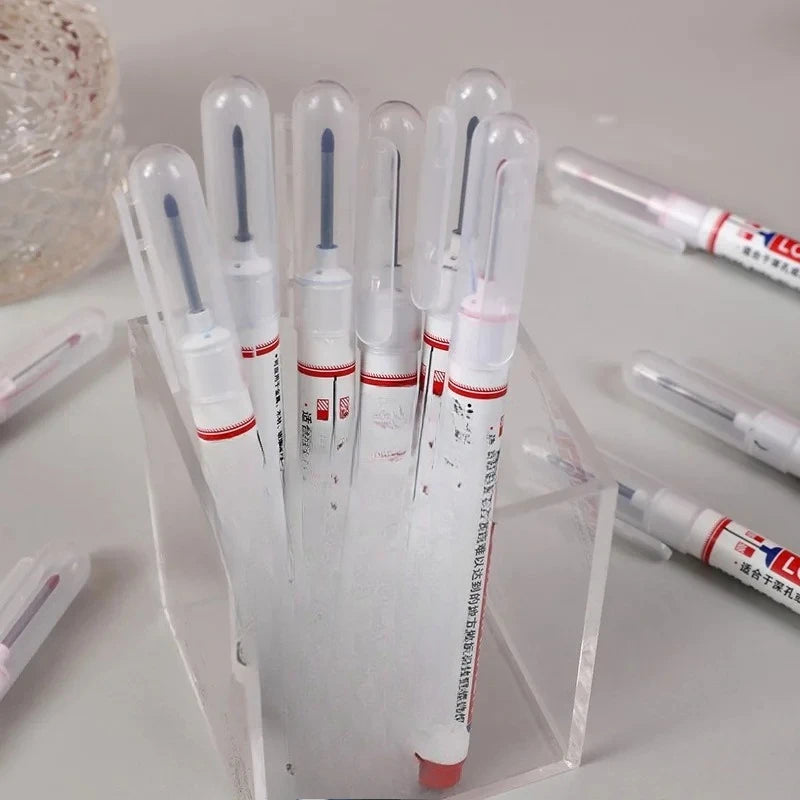 4-100Pcs 2cm Waterproof Long Head Markers Deep Hole Marker Pen for Metal Carpenter Red/Black/Blue/Green /White Woodworking Tools