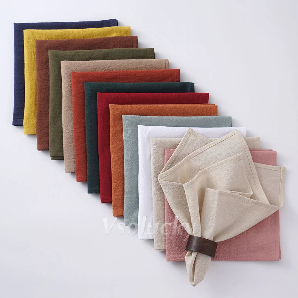 Cloth Napkin 40x40cm Washed Cotton Plain Washed Cotton Soft Rustic Table Napkin for Wedding Christmas Party Daily Family Meals