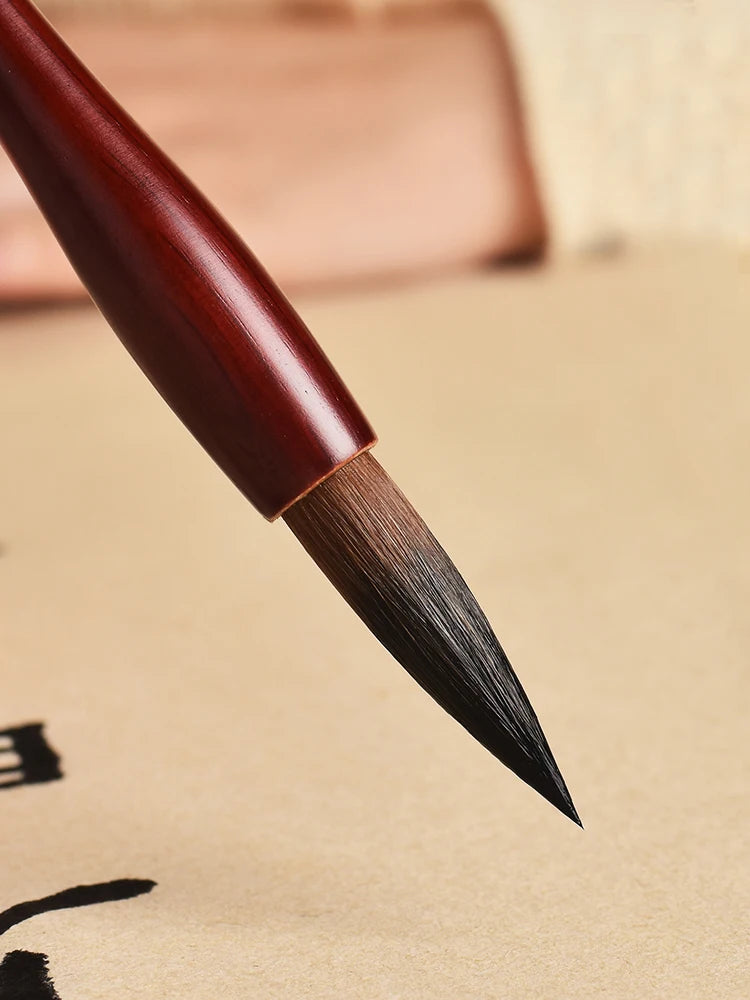 3 Pcs/set Luxurious Redwood Calligraphic Writing Brush L/M/S Weasel Wool Hair Chinese Painting Brush Suit for Learning Exercises