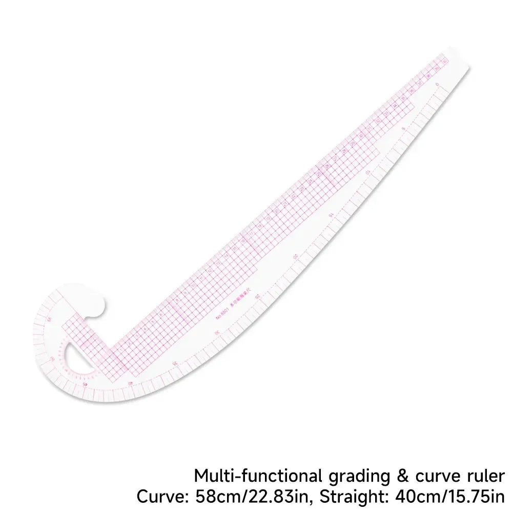 Flexible Clear Metric French Curve Ruler Multipurpose Tailoring Template For Dressmaking Pattern Drafting DIY Sewing Projects
