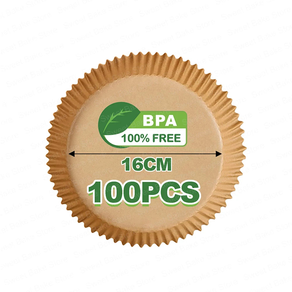 16/20/23CM Round Air Fryer Disposable Baking Paper Liners Non-Stick Oil-proof Parchment Paper Mat For 3-12QT Steamer Container