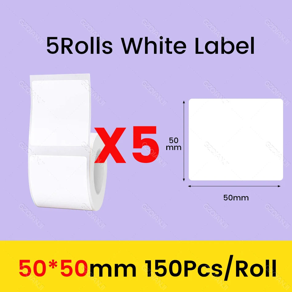3/5/10 Rolls NiiMbot B21 B1 Label Printer Paper Roll Waterproof Anti-Oil Tear-Resistant Price Tag Pure White Sticker Papers