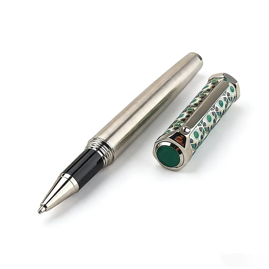 Luxury Metal Ballpoint Pen Stainless Steel Golden Trim Gift Writing Stationery Office School Supplies