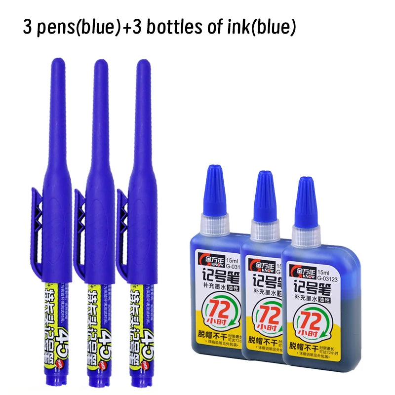 Lot 45mm Waterproof Long Head Nib Deep Hole Markers Pen Tile Carpenter Pen Multi-purpose for Woodworking Black/Blue/Red Ink