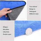 1-5 pcs Microfiber Car Washing Towel Soft Quick Drying Windows Mirrors Wiping Rags Home Double Layer Cleaning Cloths 500GSM