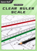Space Ball Multi-functional Triangular Ruler Student Stationery 12.5/30cm Drafting Tool Scale Ruler Architect Technical Ruler