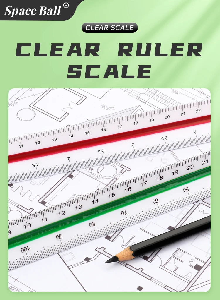 Space Ball Multi-functional Triangular Ruler Student Stationery 12.5/30cm Drafting Tool Scale Ruler Architect Technical Ruler