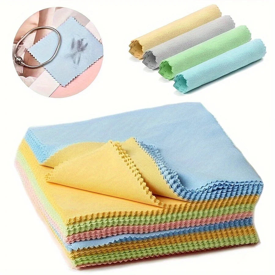Microfiber Cleaning Cloths for Glasses Phone Screens Jewelry Random Colors Thick Soft Cleaning Wipes for Maintenance & Polishing