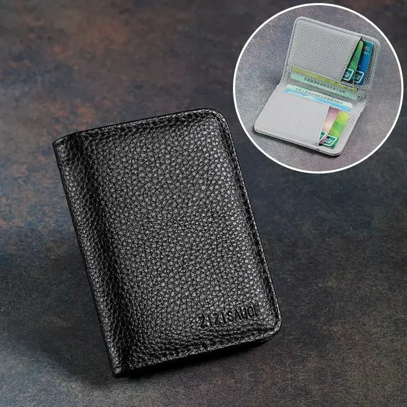 Multi-card Slot Solid Color Portable Leather Card Case Universal Bank Credit Card ID Bus Card Holder Travel Organizer Wallets