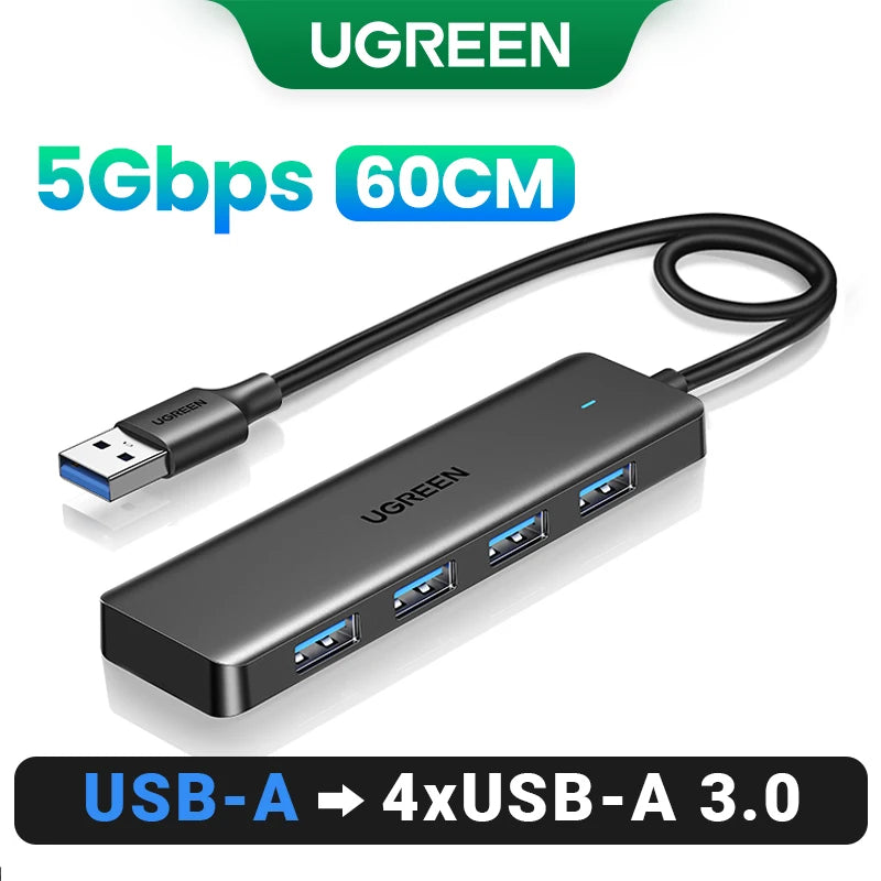 UGREEN USB3.0 HUB 4 Ports USB-A Splitter Slim USB Expander for Mouse Keyboard Flash Drive U Disk Printer and Laptop PC PS5 Xbox