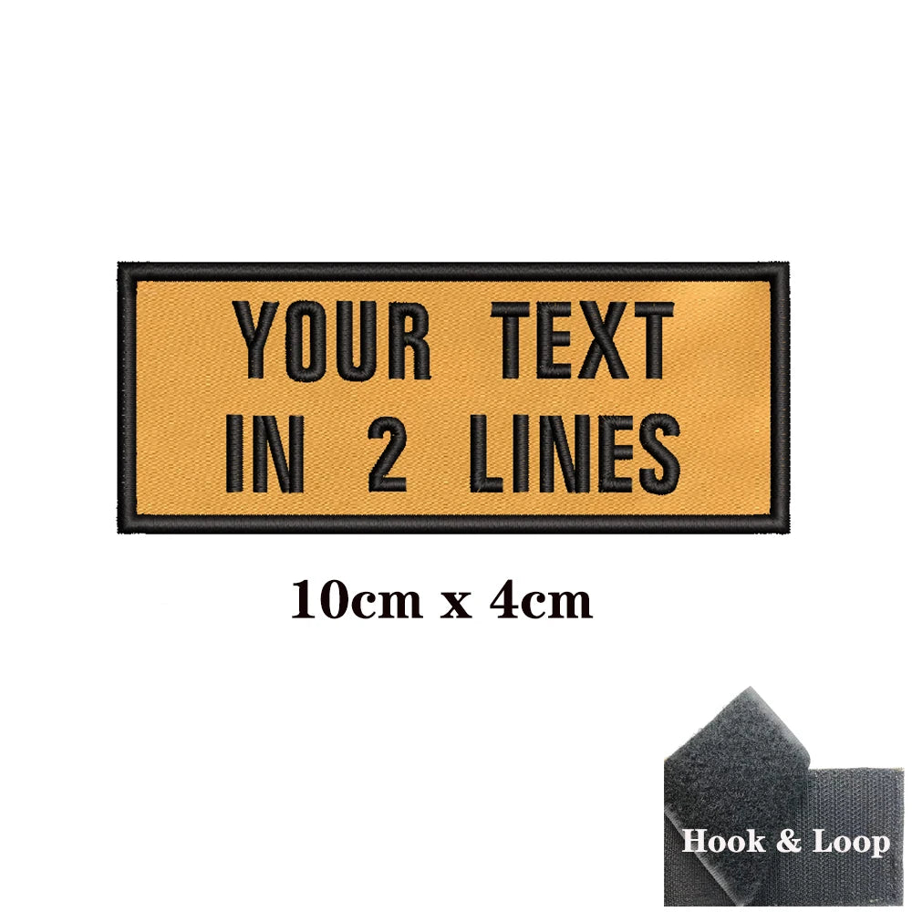 1PC Custom Personalized Name number Patch Stripes Badge tags chevrons Armband Iron On Or Hook Loop embroidered yellow