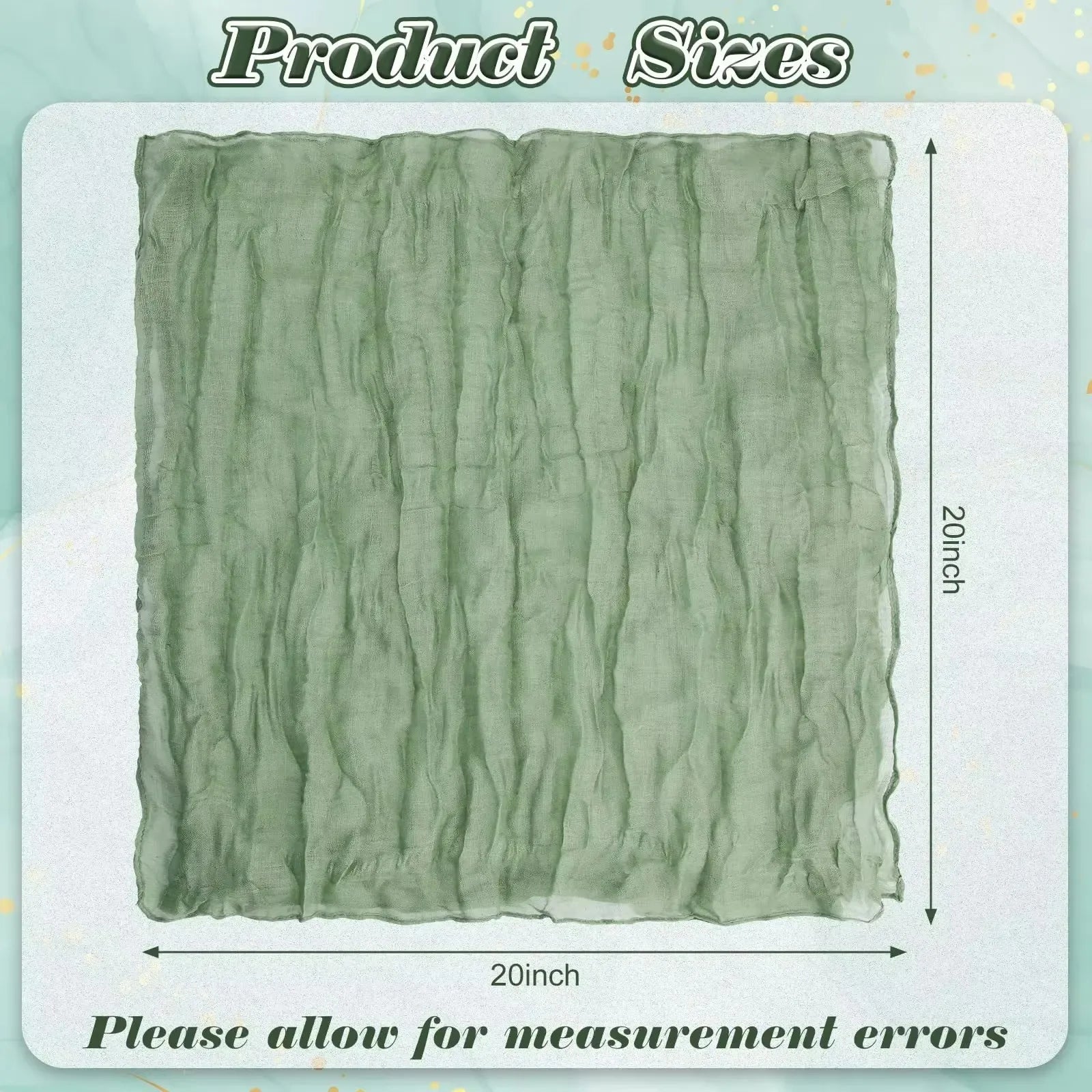 12 PCS Gauze Table Napkins 20x20 Inch Soft Cheesecloth Wrinkled Dinner Napkins for Weddings Party Reception Anniversary