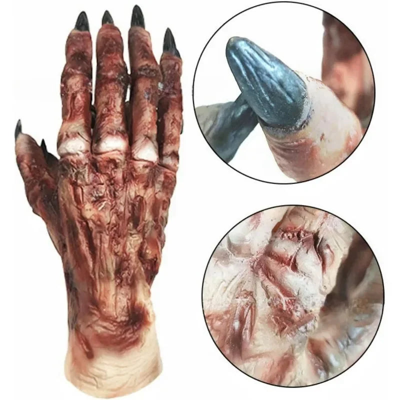 Mummy Hand Latex Gloves for Halloween Easter Costume Lifelike Zombie Prop for Adults Children Party Favor Spooky Dress-Up