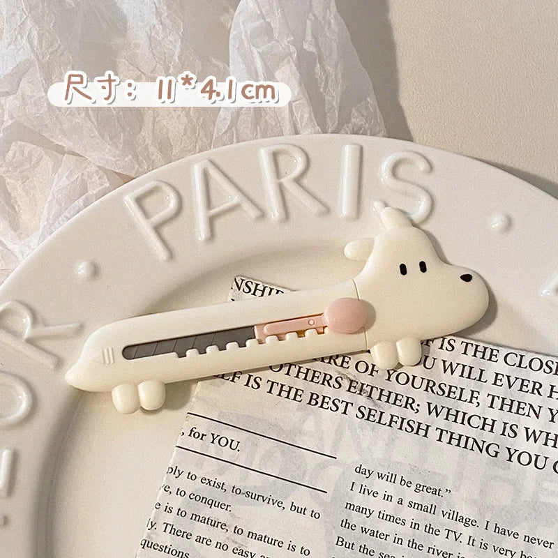 1Pcs Cartoon Cute Dog DIY Mini Multipurpose Pocket Folding Knife Letter Pen Envelope Opening Knife