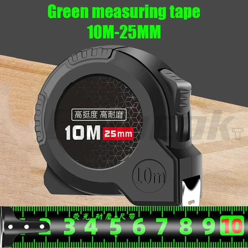 3/5/10M Metric Measuring Tape Self Locking Fluorescent Steel Tape Measure High Precision Wear-resistant Ruler Measuring Tools