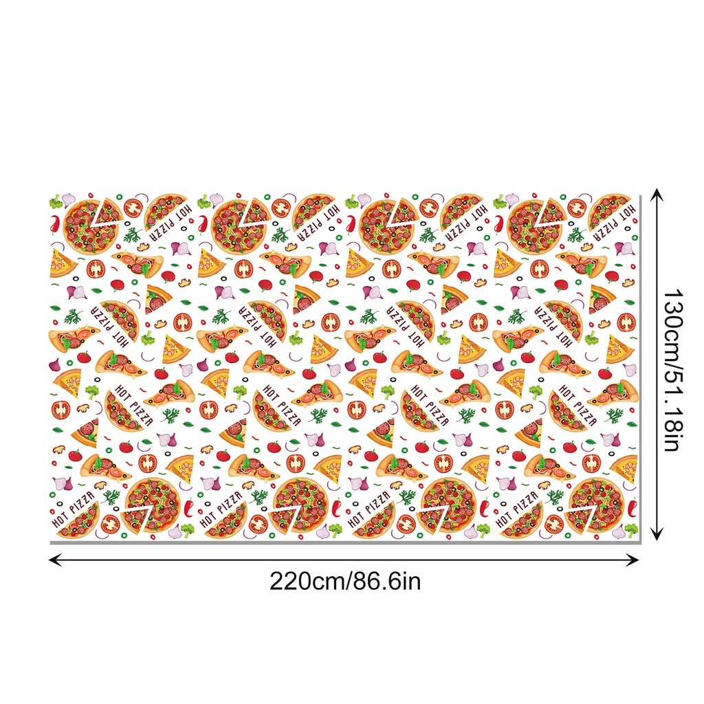 130*220cm Pizza PE Table Cover Birthday Party Decorations Plastic Tablecloth Disposable Party Supplies
