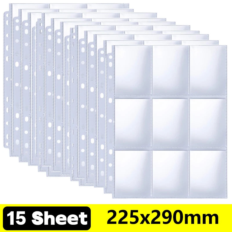 A4 Size 9 Pocket Trading Gaming Card Sleeves Double Side Storage Album Binder Pages Card Collection Holders Idol Photo Albums