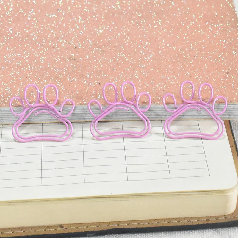 20pcs Cute Cat Claw Paper Clips Creative Pink Black Metal Paperclip Cartoon Bookmark Binder Office Stationery Binding Supplies