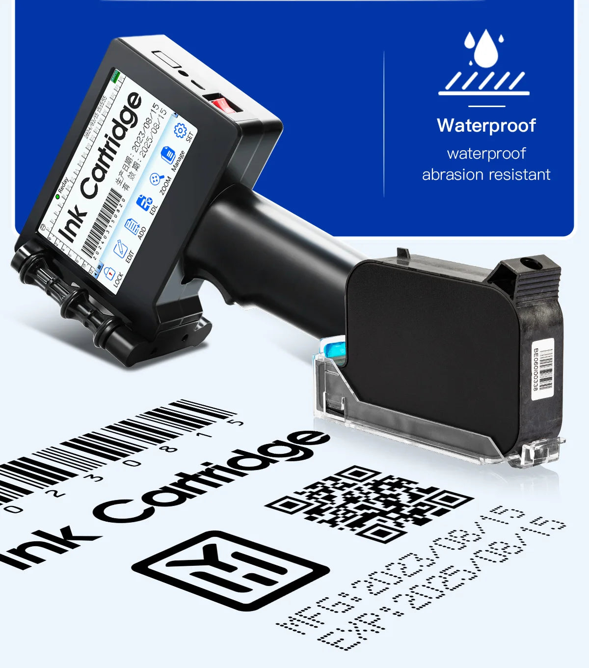 Yhan 2588 compatible quick-dry ink cartridge 12.7mm print height universal for unencrypted handheld printer