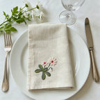 Varieties Flower,  Garden Embroidered Linen Look Floral Napkins, Placemats, Table Napkin, Hotel, Airbnb, Gift Restaurant