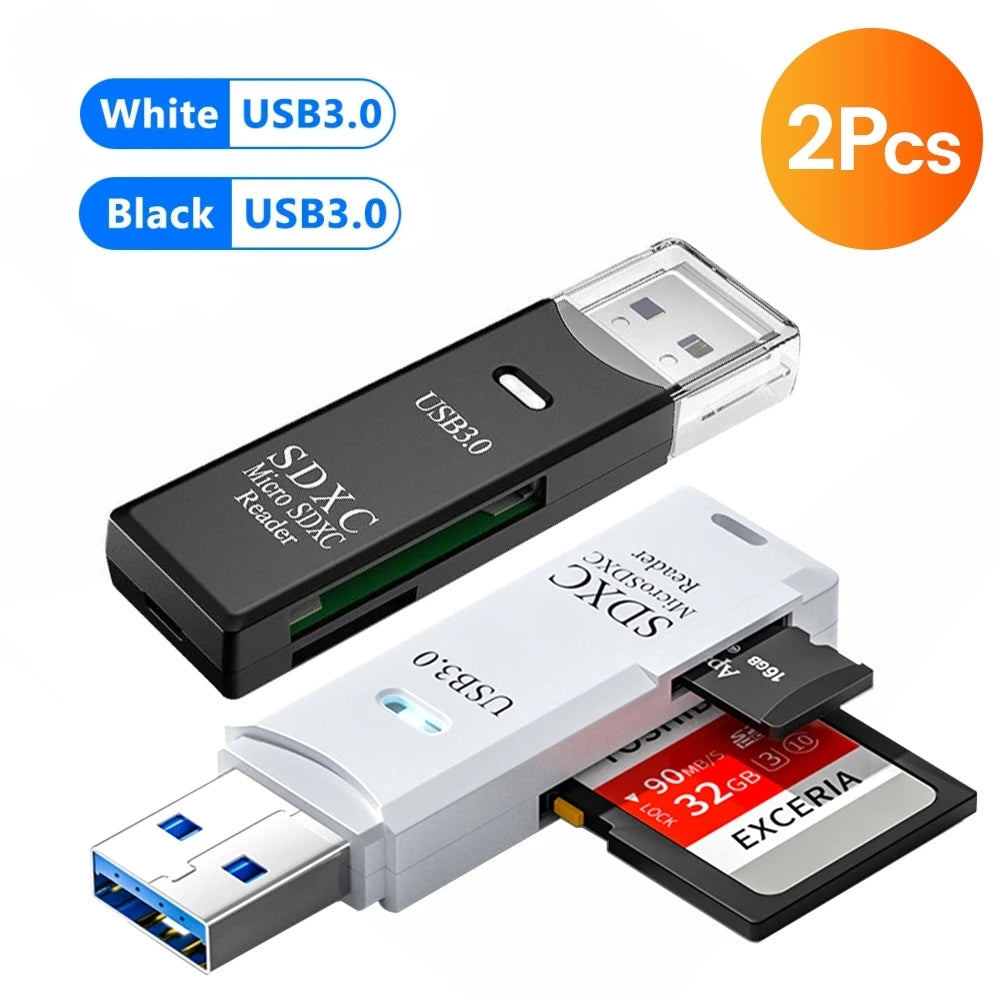 NNBILI 1-2pcs Card Reader USB3.0/2.0 To SD TF Memory Adapter High Speed TF Memory 2 IN 1 Card Reader For PC Laptop Accessories
