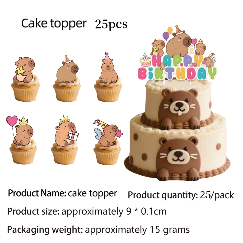 Birthday Decoration Capybara Birthday Invitation Card Cup Tablecloth Plate Napkin Poster Baby Shower Birthday Girl Party Favors