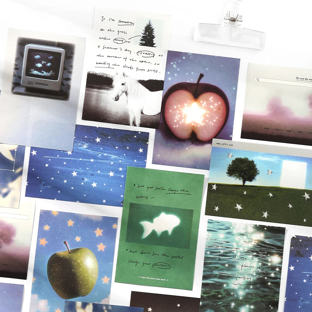 60pcs Dream Capture Series Tearable Memo Paper Junk Journal Collage Decoration Scrapbook Background Paper Japanese Stationery
