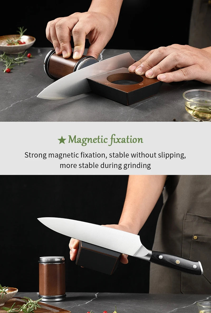 Magnetic Rolling Knife Sharpener 4 Angles Base 5 Types Grinding Discs EVA Protection Gift Box