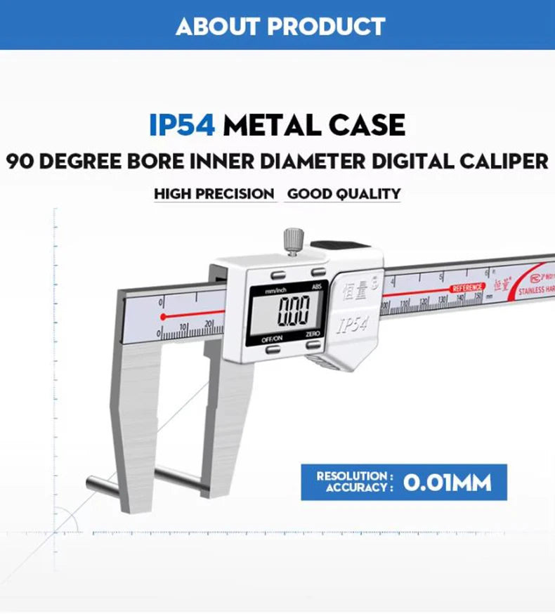 High Precision Stainless Steel Electronic Digital Calipers IP54 Vernier Boring Inner Diameter Measurement Tool