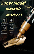 Metallic Markers Colouring Pens for Mech Painting Golden Paint Marker Pen Silvery Reflective Paint Model Marker Pen