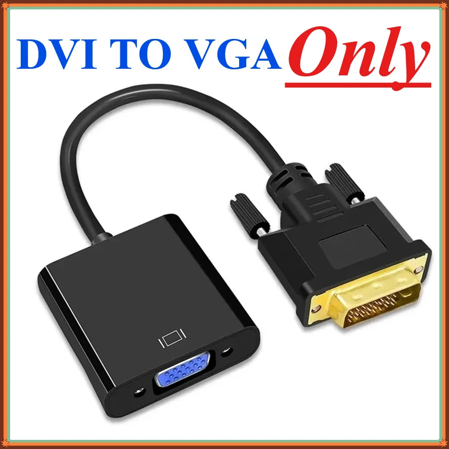 Full HD 1080P DVI to VGA Adapter DVI-D Male to VGA Female Adapter 24+1 25Pin to 15Pin Cable Converter for TV PC Computer Monitor