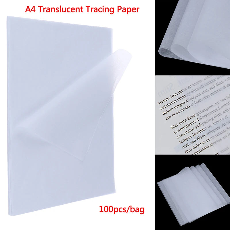100pcs A4 Translucent Tracing Paper Copy Transfer Printing Drawing Paper Sheet-F(x)