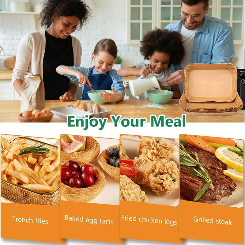 Large Rectangle Air Fryer Disposable Paper Liner 31 cm Nonstick Airfryer Parchment Special Baking Paper for 3-9QT Cooking Basket